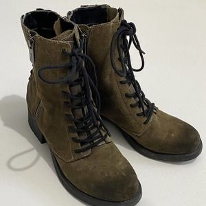 Circus by Sam Edelman Women Sz 7.5M Griffin Green Suede Back Front Laces Zipper